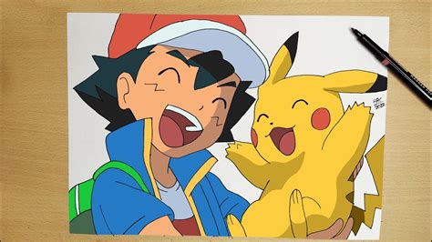 How To Draw Ash And Pikachu Step By Step Pokémon Journeys Youtube