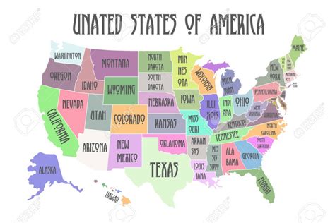 United States Map With State Names Printable
