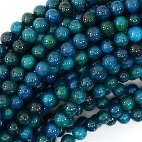 Blue Green Colored Azurite Round Beads 155 Strand 4mm 6mm 8mm 10mm 1