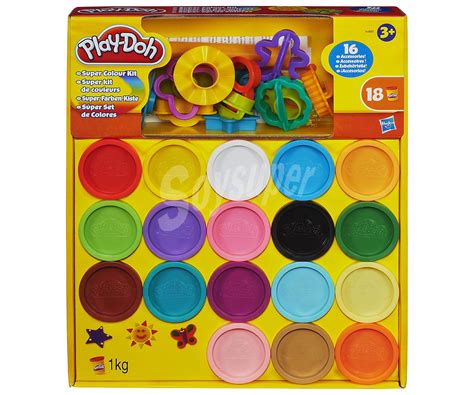 Playdoh Conjunto De Botes De Plastilina Súper Set De Colores Con 16 Accesorios Y 18 Botes Play Doh