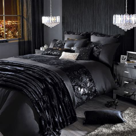 Celebrity Designer Kylie Minogue Valaza Black Bed Linen Bedding Duvet Cover Black Bedroom