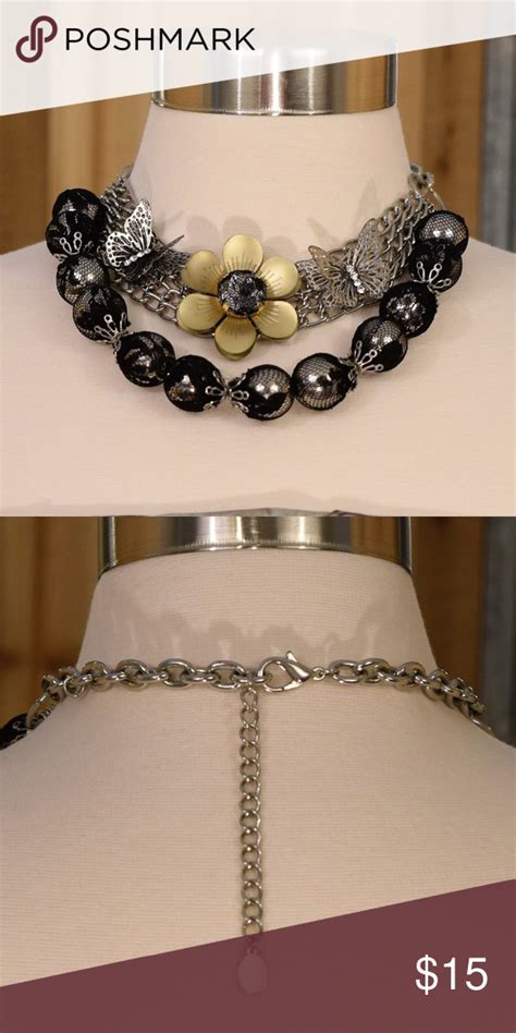 For Black And Silver Statement Necklace Silver Necklace
