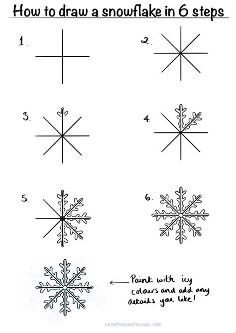 How To Draw A Snowflake In 6 Steps Easy Christmas Drawings Christmas