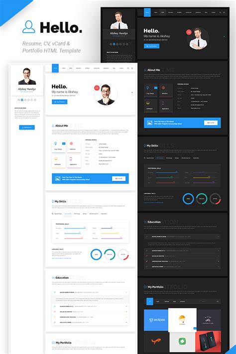 These modern templates built on the latest version of bootstrap 4, html5 and css3, with amazing features like image gallery, image filter, scroll animation. Cv Website Template - Contoh Gambar Template