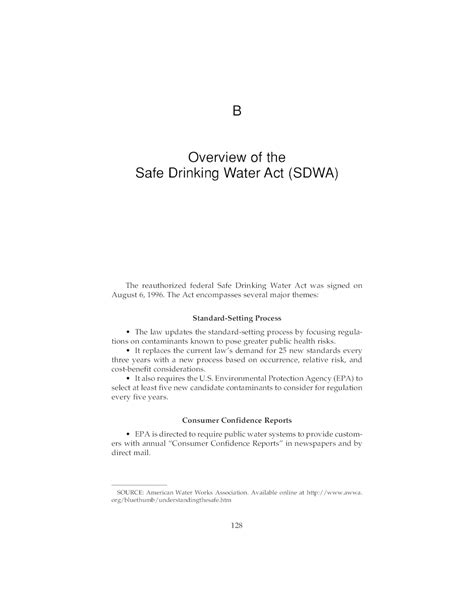 B Overview Of The Safe Drinking Water Act Sdwa Privatization Of Water Services In The United