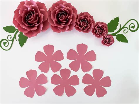 SVG Paper Flowers Tiny Rose #12 Template in multiple sizes Digital SVG