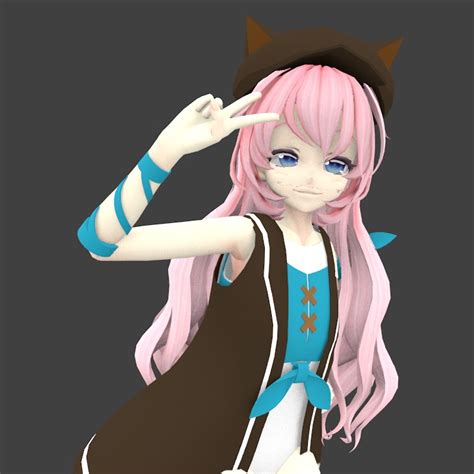3d Cat Girl Anime Model Turbosquid 1422037