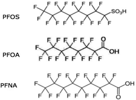 Molecular Structures Of Pfos Pfoa And Pfna Pfos Has An Eight Carbon