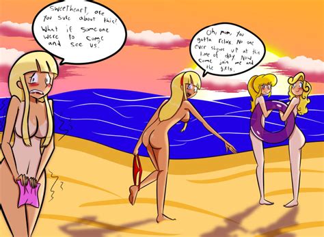 Rule 34 4girls Ass Barefoot Beach Bikini Bottom Bikini Bottom Removed Blonde Hair Breasts