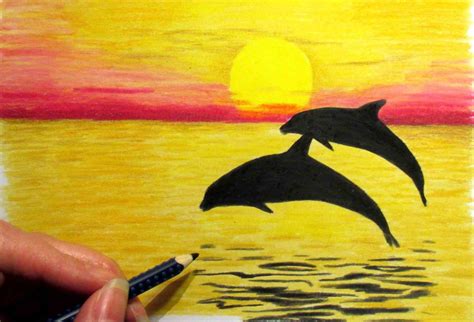 Sunset Easy Landscape Color Pencil Drawing H2ablog