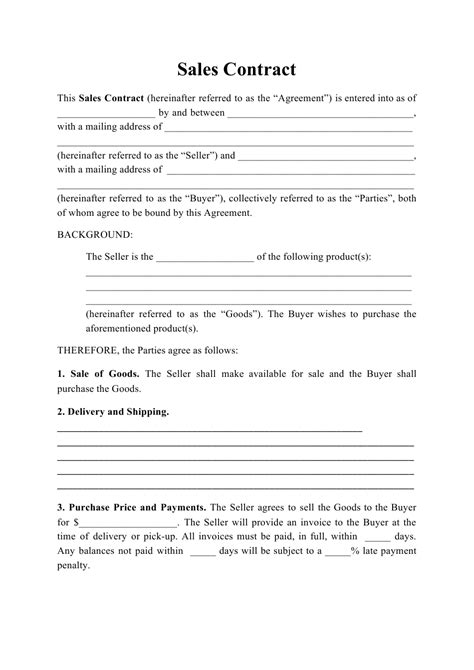 Sales Contract Template Download Printable Pdf Templateroller
