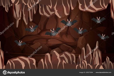 Dark Cave Bats Illustration — Stock Vector © Blueringmedia 205273294