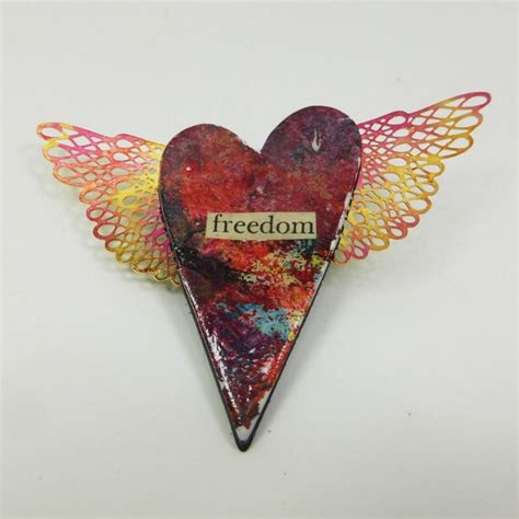 Items Similar To Freedom Soaring Heart With Wings Wearable Art Pin