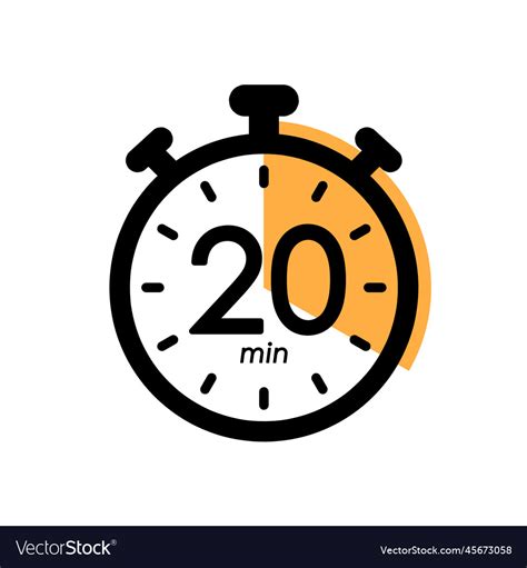 Twenty Minutes Stopwatch Icon Timer Symbol Vector Image