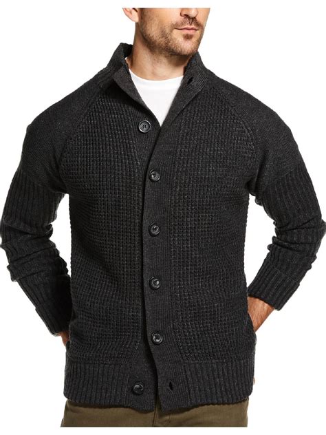 Weatherproof Mens Waffle Stitch Button Up Cardigan Sweater