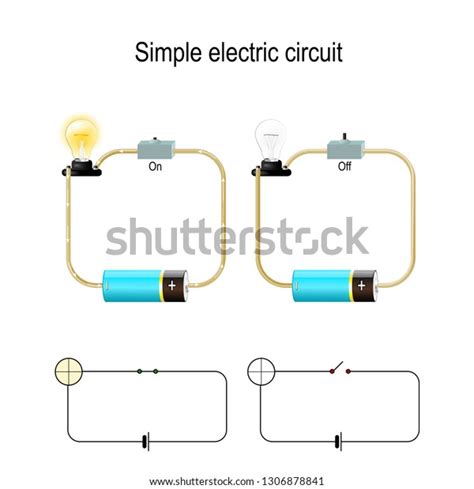Simple Electric Circuit Electrical Network Lighting Stock Vector