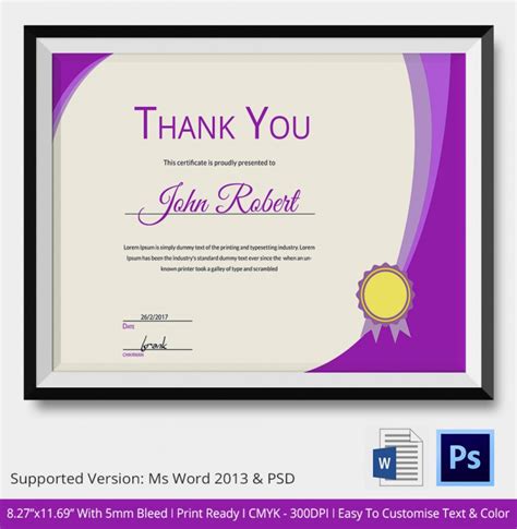Thank You Certificates Psd And Word Designs Design Trends Premium