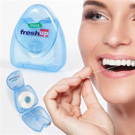 Buy 50m Micro Mint Dental Teeth Flosser Interdental Brush Teeth Stick