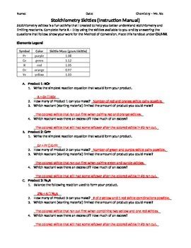 Answer these questions using the following two pedigrees. Stoichiometry and Limiting Reactants Skittles Activity ...