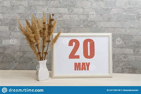 May 20 20th Day Of Month Calendar Date White Vase With Ikebana And