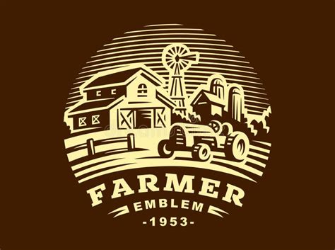 Illustration Farm Logo In Vintage Style Stock Vector Illustration Of