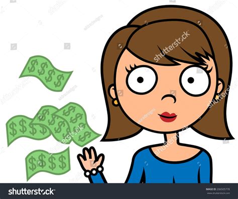 Vektor Stok Cartoon Vector Illustration Woman Spending Wasting Tanpa