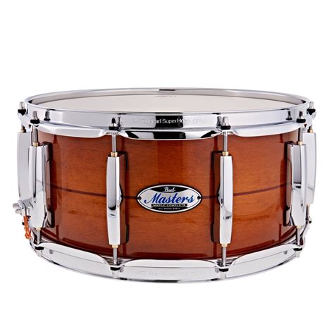 Pearl Masters Maple Complete 14 X 65 Snare Drum Almond Red Stripe Na