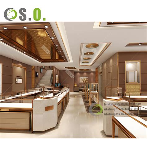 Gold Shop Interior Design High End Jewelry Display Showcase Jewellery