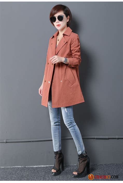 Veste Mi Saison Femme Mauve Décontractée Longue Femme ...