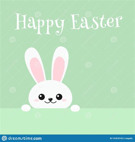 Happy Easter Bunny Greeting Card Stock Vector Illustration Of Flat