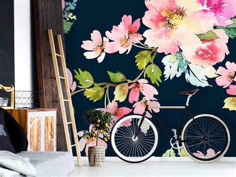 Removable Wallpaper Mural Peel And Stick Spring Floral Etsy Mural