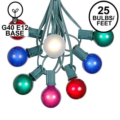 Multi Colored G40 Globeround Outdoor String Light Set On Green Wire