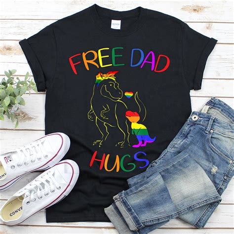lgbt pride free dad hugs lgbt rainbow funny t rex dinosaur lovers t shirt t shirt ts for
