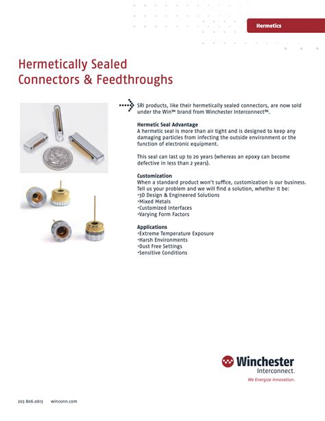 Hermetic Rf Feedthroughs Winchester Interconnect