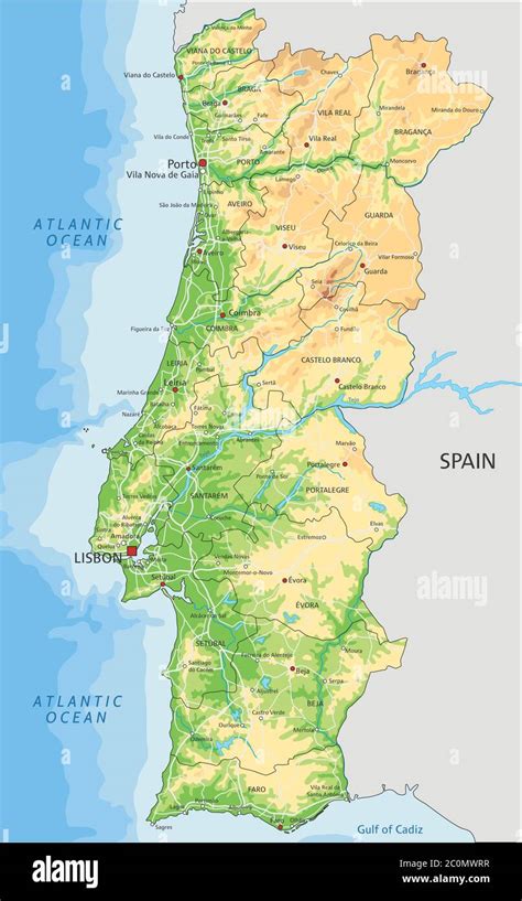Detailed Political Map Of Portugal With Relief In Bla Vrogue Co