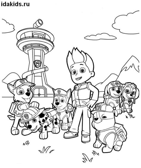 Maybe you would like to learn more about one of these? Раскраска Щенячий Патруль команда у базы | Paw patrol ...