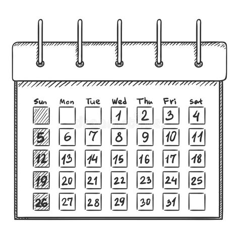 Calendar Vector Cartoon Illustration On White Background Stock Vector