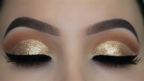Crystal Gold Glitter Eye Makeup Tutorial