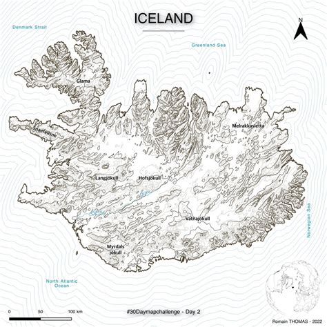 Topography Of Iceland Topographie Dislande By Maps On The Web