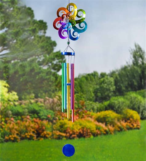 Large Hanging Solar Spinner Wind Chime Plow And Hearth