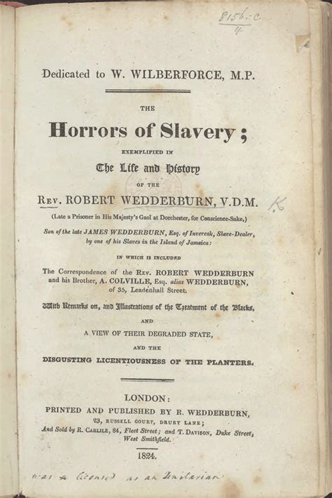 1 Title Page Of Robert Wedderburns The Horrors Of Slavery London
