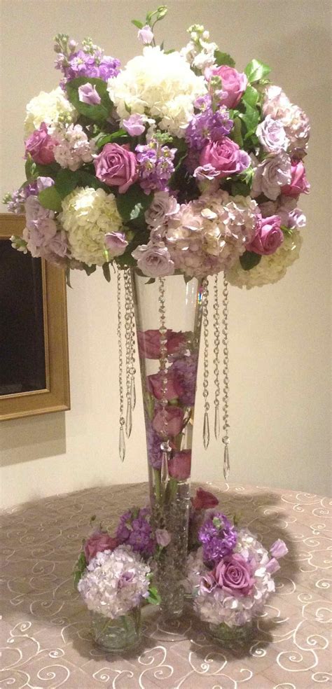 Wedding Bouquets With Hanging Crystals Purple Tall Wedding