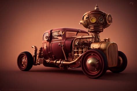 Steampunk Hot Rod 3ds Max Hyper Realism Octane Midjourney Openart