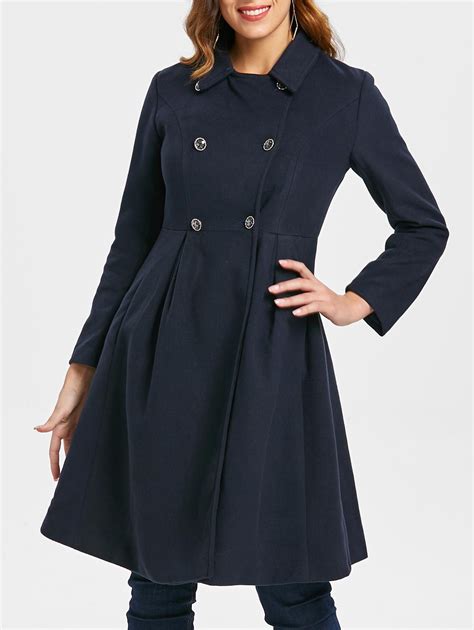 28 Off Double Breasted Woolen Skirted Coat Rosegal