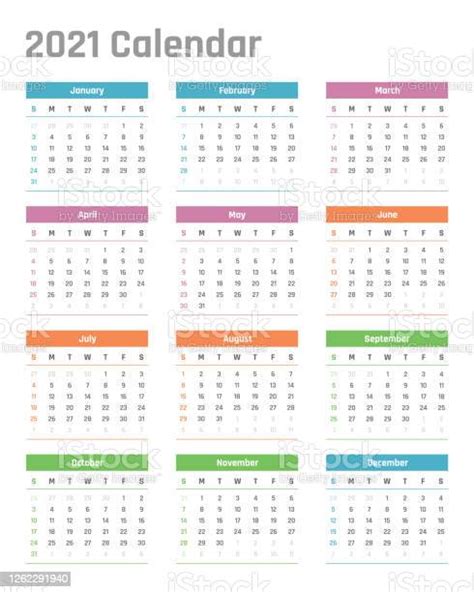 Kalender Voor 2021 Begint Zondag Vector Kalender Ontwerp 2021 Jaar