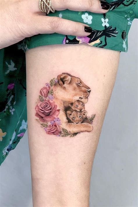 Mama Lioness And Cubs Tattoo Tattoos For Kids Tattoos For Daughters