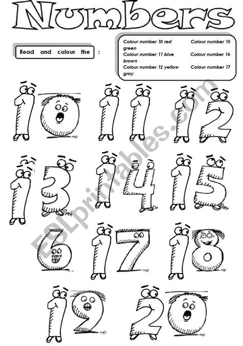 Numbers 10 To 20 Esl Worksheet By Serennablack