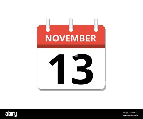 November 13th Calendar Icon Vector Concept Of Schedule Business And