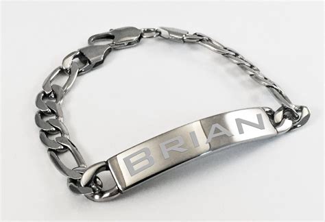 Mens Id Bracelet With Free Engraving Stainless Steel Etsy