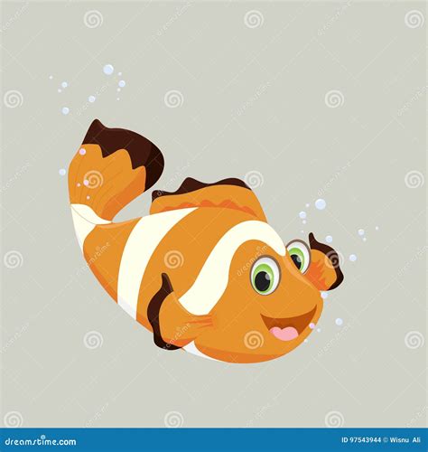 Cute Clown Fish Cartoon Stock Vector Illustration Of Background 97543944